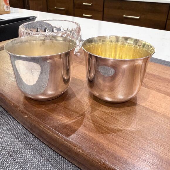 Pair of Sheridan Silver Plate Whiskey Tumblers